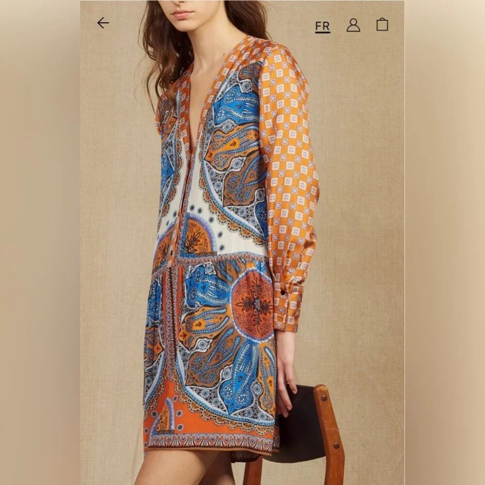 Sandro Paris Paisley Scarf Dress, size 34